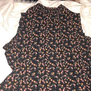 High Neck Dressy Casual Tank With Floral Print